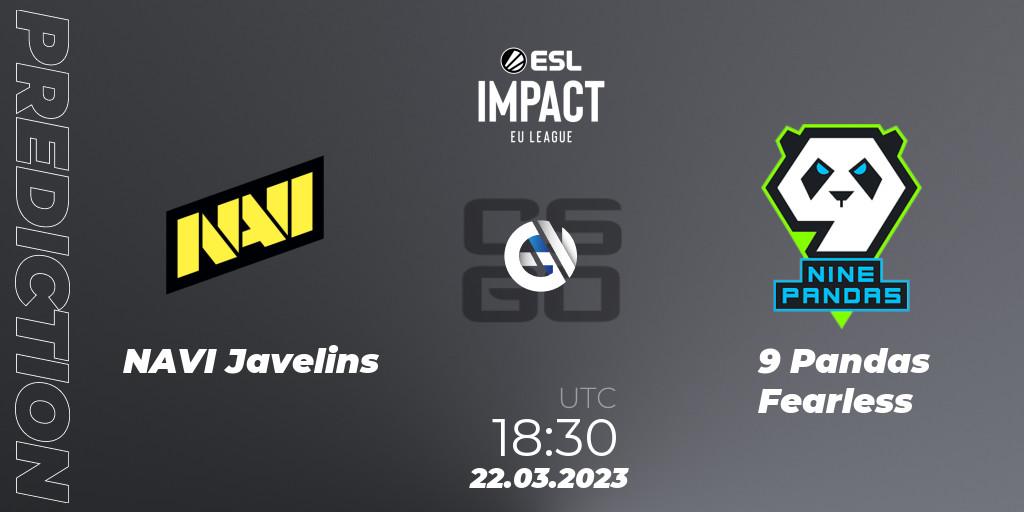 NAVI Javelins contre 9 Pandas Fearless : prédiction de match. 22.03.23. CS2 (CS:GO), ESL Impact League Season 3: European Division