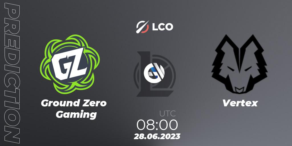 Ground Zero Gaming contre Vertex : prédiction de match. 28.06.23. LoL, LCO Split 2 2023 Regular Season