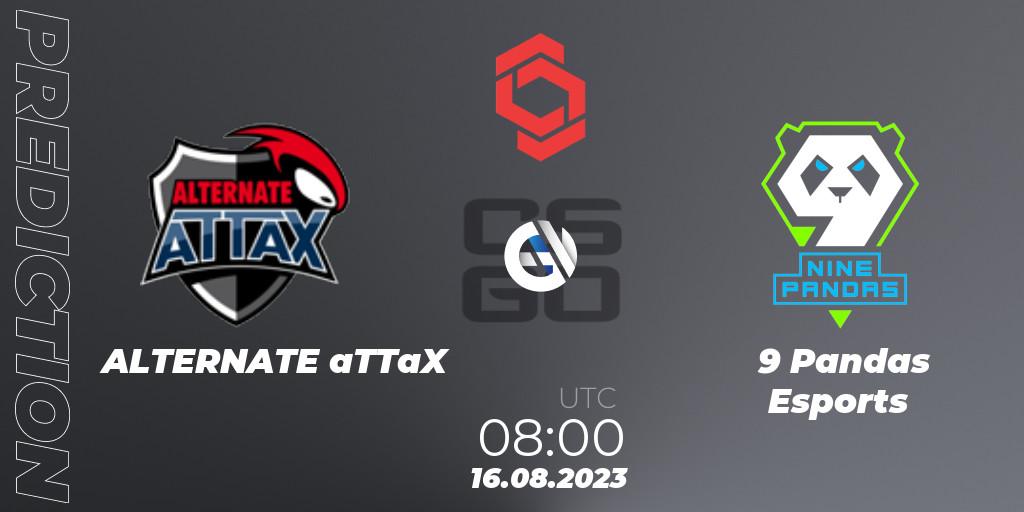 ALTERNATE aTTaX contre 9 Pandas Esports : prédiction de match. 16.08.2023 at 08:00. Counter-Strike (CS2), CCT Central Europe Series #7