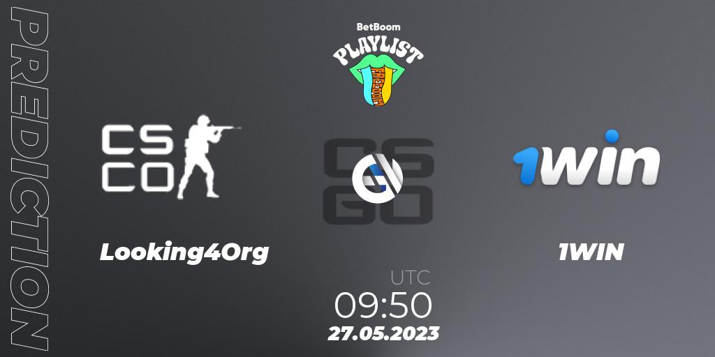 Looking4Org contre 1WIN : prédiction de match. 27.05.2023 at 09:50. Counter-Strike (CS2), BetBoom Playlist. Freedom