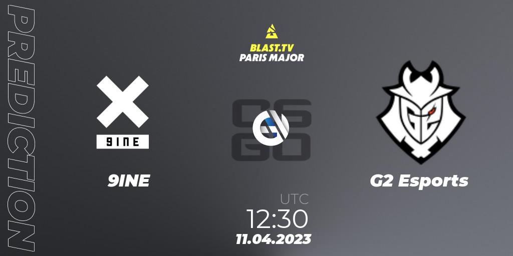 9INE contre G2 Esports : prédiction de match. 11.04.23. CS2 (CS:GO), BLAST.tv Paris Major 2023 Europe RMR B