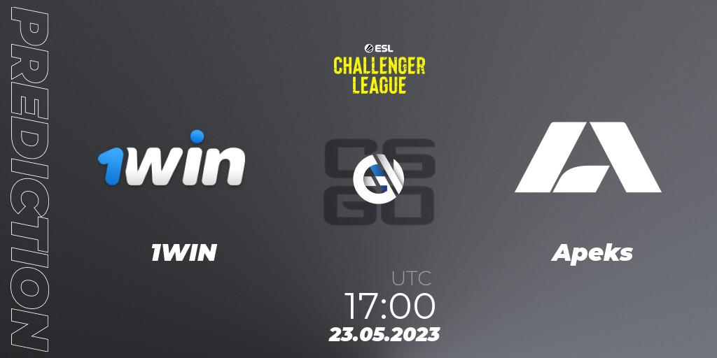 1WIN contre Apeks : prédiction de match. 23.05.2023 at 17:15. Counter-Strike (CS2), ESL Challenger League Season 45: Europe