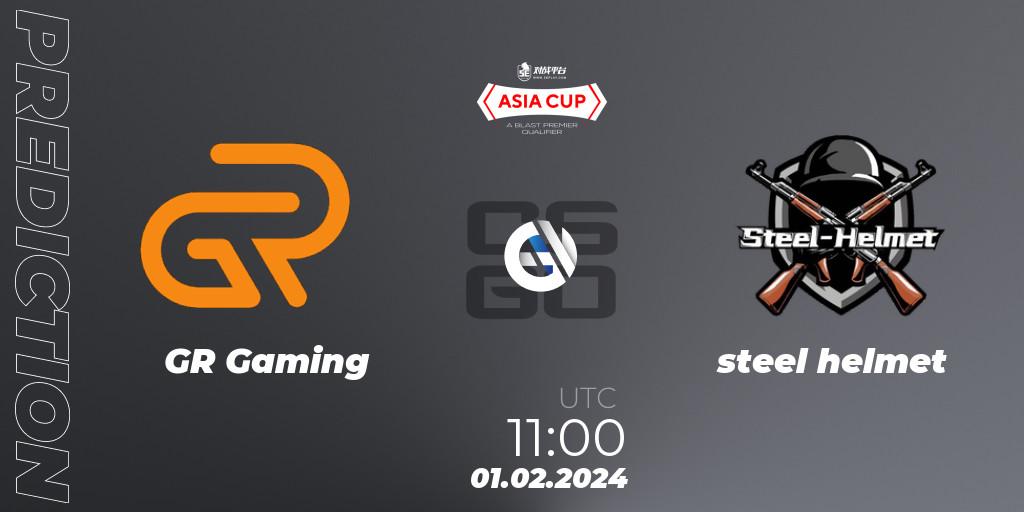 GR Gaming contre steel helmet : prédiction de match. 01.02.2024 at 11:45. Counter-Strike (CS2), 5E Arena Asia Cup Spring 2024 - BLAST Premier Qualifier