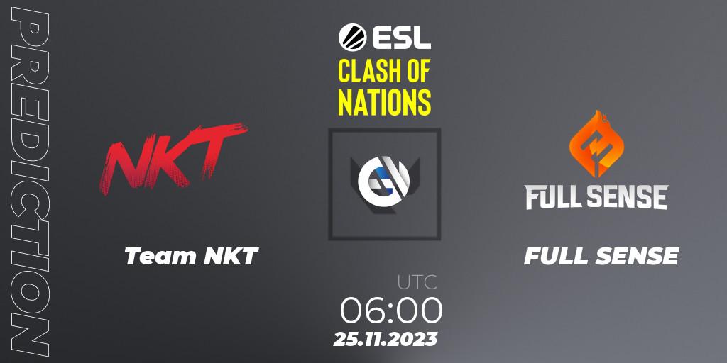 Team NKT contre FULL SENSE : prédiction de match. 25.11.2023 at 06:00. VALORANT, ESL Clash of Nations 2023