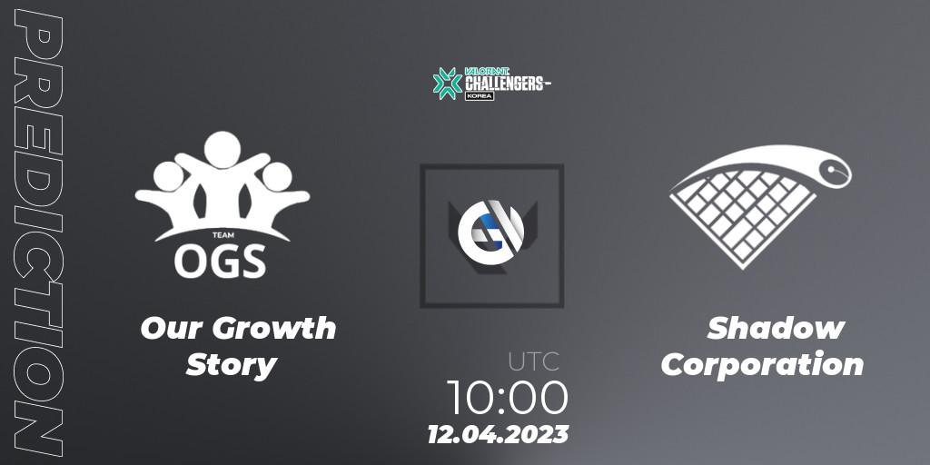 Our Growth Story contre Shadow Corporation : prédiction de match. 12.04.23. VALORANT, VALORANT Challengers 2023: Korea Split 2 - Regular League