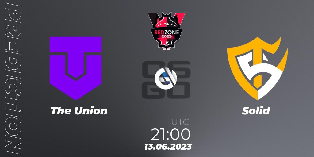 The Union contre Solid : prédiction de match. 14.06.2023 at 19:00. Counter-Strike (CS2), RedZone PRO League Season 3