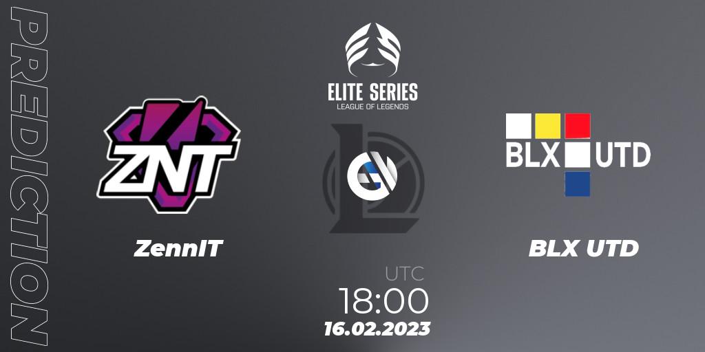 ZennIT contre BLX UTD : prédiction de match. 16.02.2023 at 18:00. LoL, Elite Series Spring 2023 - Group Stage