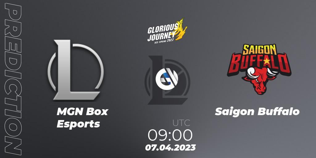 MGN Box Esports contre Saigon Buffalo : prédiction de match. 07.04.2023 at 10:00. LoL, VCS Spring 2023 - Group Stage