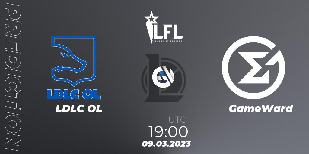 LDLC OL contre GameWard : prédiction de match. 09.03.2023 at 19:00. LoL, LFL Spring 2023 - Group Stage