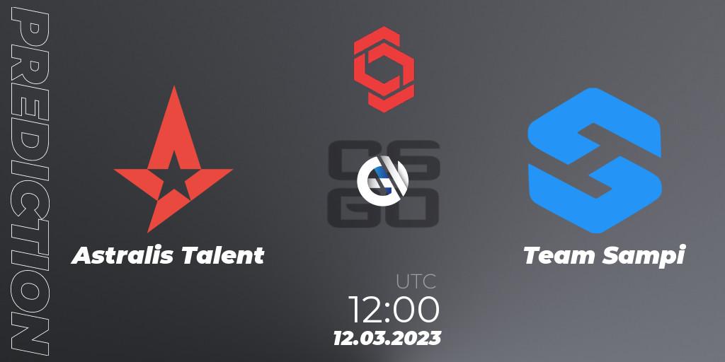 Astralis Talent contre Team Sampi : prédiction de match. 12.03.2023 at 12:00. Counter-Strike (CS2), CCT Central Europe Series 5 Closed Qualifier