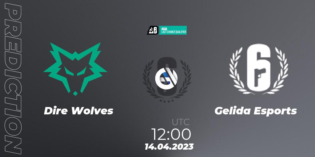 Dire Wolves contre Gelida Esports : prédiction de match. 15.04.2023 at 06:00. Rainbow Six, Asia League 2023 - Stage 1 - Last Chance Qualifiers