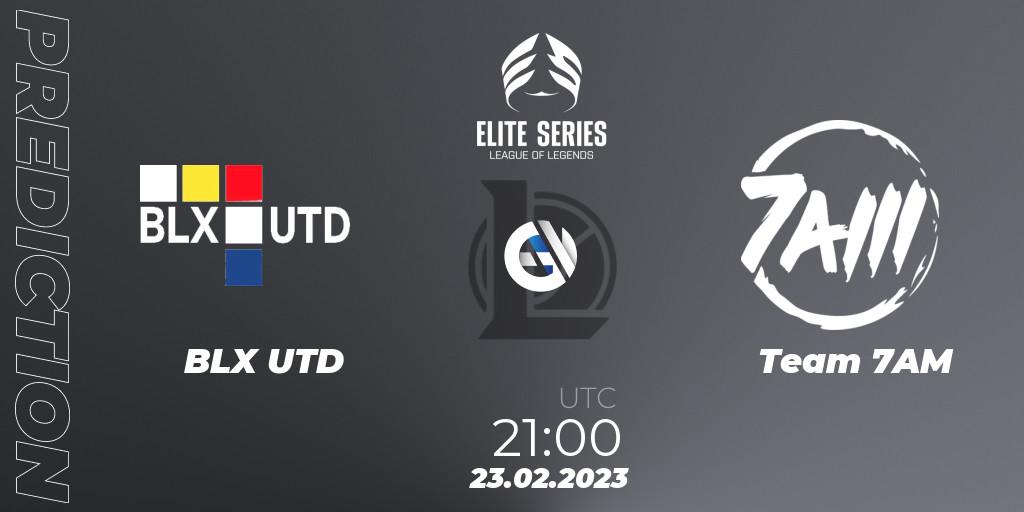 BLX UTD contre Team 7AM : prédiction de match. 23.02.2023 at 21:00. LoL, Elite Series Spring 2023 - Group Stage