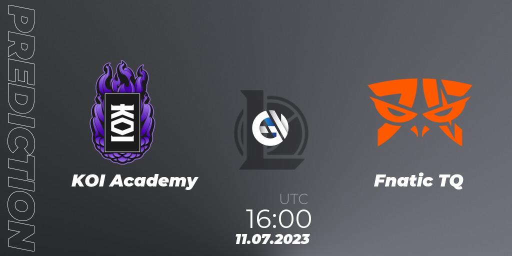 KOI Academy contre Fnatic TQ : prédiction de match. 11.07.2023 at 20:00. LoL, Superliga Summer 2023 - Group Stage