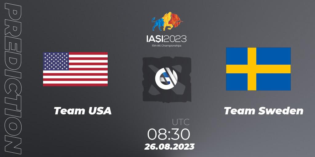 Team USA contre Team Sweden : prédiction de match. 26.08.2023 at 14:30. Dota 2, IESF World Championship 2023