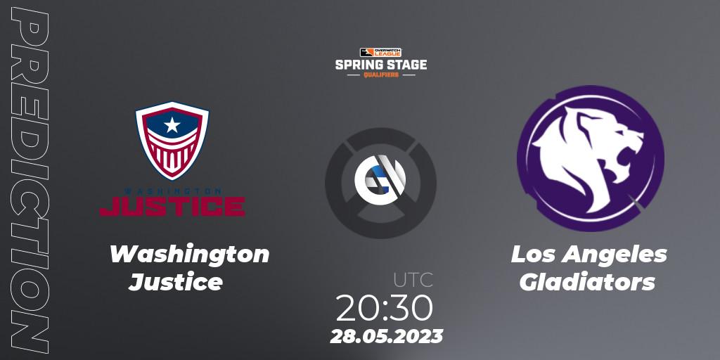 Washington Justice contre Los Angeles Gladiators : prédiction de match. 28.05.2023 at 20:30. Overwatch, OWL Stage Qualifiers Spring 2023 West