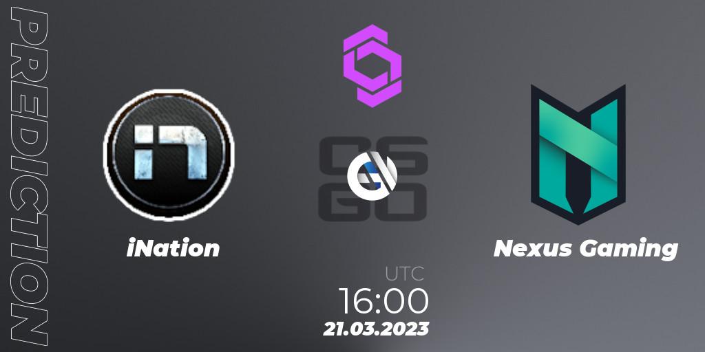 iNation contre Nexus Gaming : prédiction de match. 21.03.23. CS2 (CS:GO), CCT West Europe Series #2