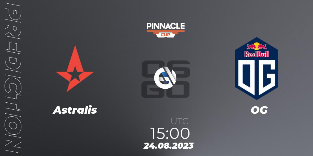 Astralis contre OG : prédiction de match. 24.08.2023 at 17:00. Counter-Strike (CS2), Pinnacle Cup V