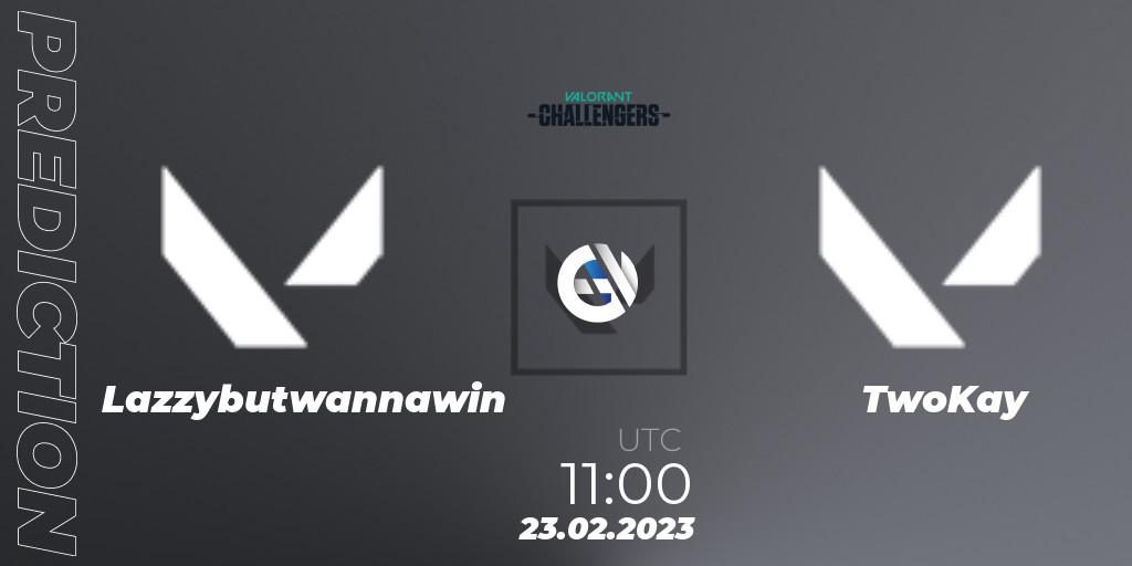 Lazybutwannawin contre TwoKay : prédiction de match. 23.02.2023 at 08:00. VALORANT, VALORANT Challengers 2023: Vietnam Split 1