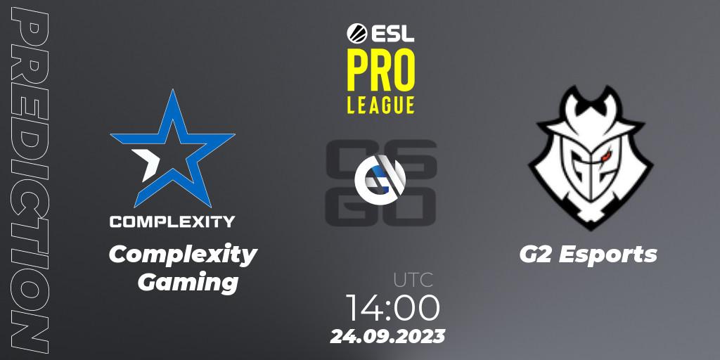 Complexity Gaming contre G2 Esports : prédiction de match. 24.09.2023 at 14:00. Counter-Strike (CS2), ESL Pro League Season 18