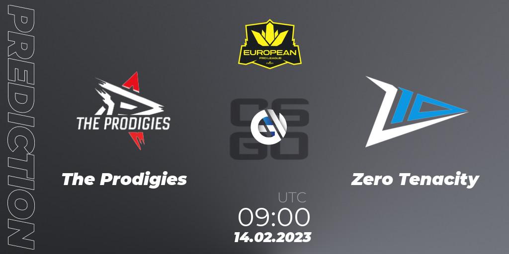 The Prodigies contre Zero Tenacity : prédiction de match. 14.02.2023 at 09:00. Counter-Strike (CS2), European Pro League Season 6: Division 2