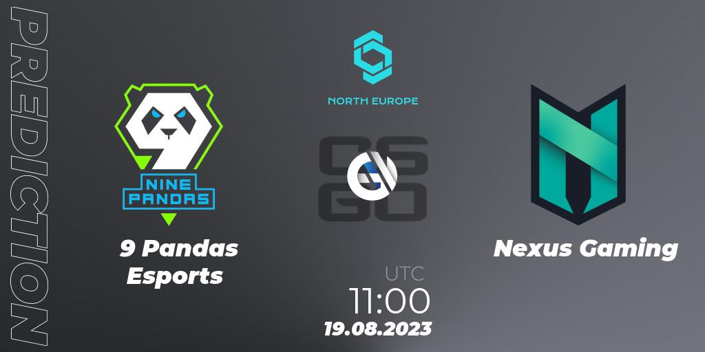 9 Pandas Esports contre Nexus Gaming : prédiction de match. 19.08.2023 at 11:00. Counter-Strike (CS2), CCT North Europe Series #7