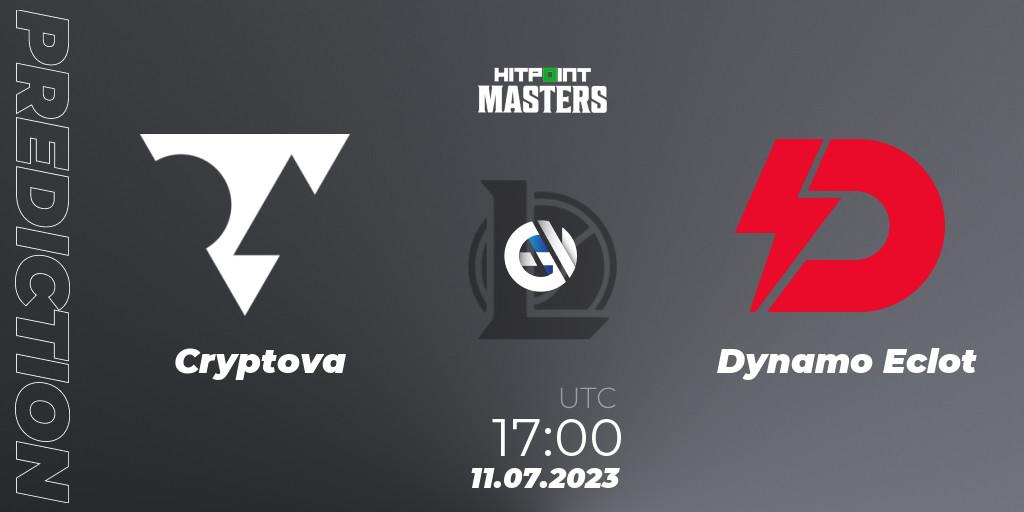 Cryptova contre Dynamo Eclot : prédiction de match. 11.07.2023 at 17:15. LoL, Hitpoint Masters Summer 2023 - Group Stage