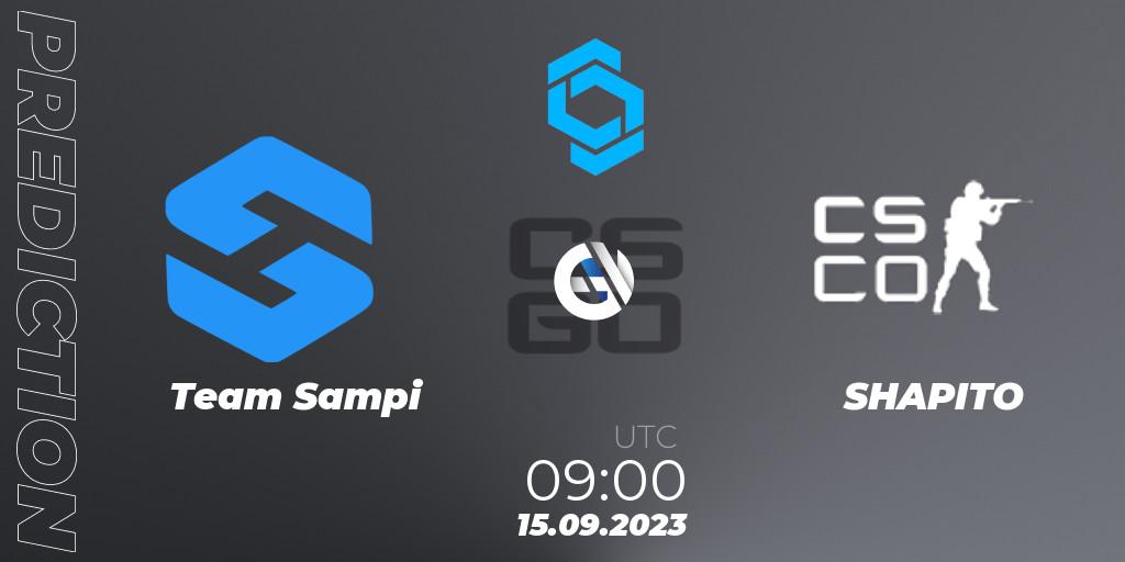 Team Sampi contre SHAPITO : prédiction de match. 15.09.2023 at 09:00. Counter-Strike (CS2), CCT East Europe Series #2