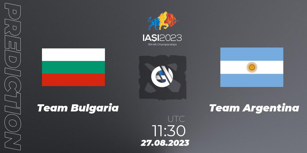 Team Bulgaria contre Team Argentina : prédiction de match. 27.08.2023 at 14:30. Dota 2, IESF World Championship 2023