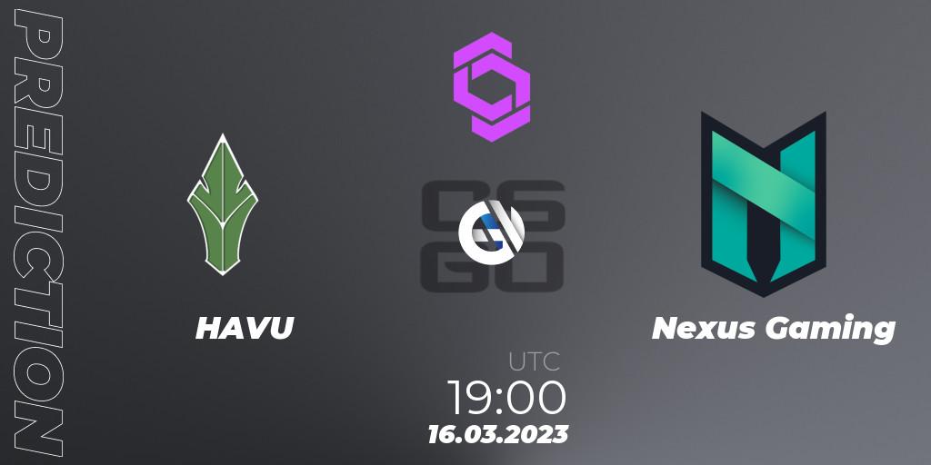 HAVU contre Nexus Gaming : prédiction de match. 16.03.2023 at 19:50. Counter-Strike (CS2), CCT West Europe Series #2