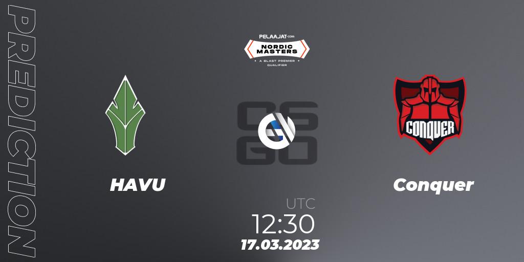 HAVU contre VISU : prédiction de match. 17.03.2023 at 12:30. Counter-Strike (CS2), Pelaajat Nordic Masters Spring 2023 - BLAST Premier Qualifier