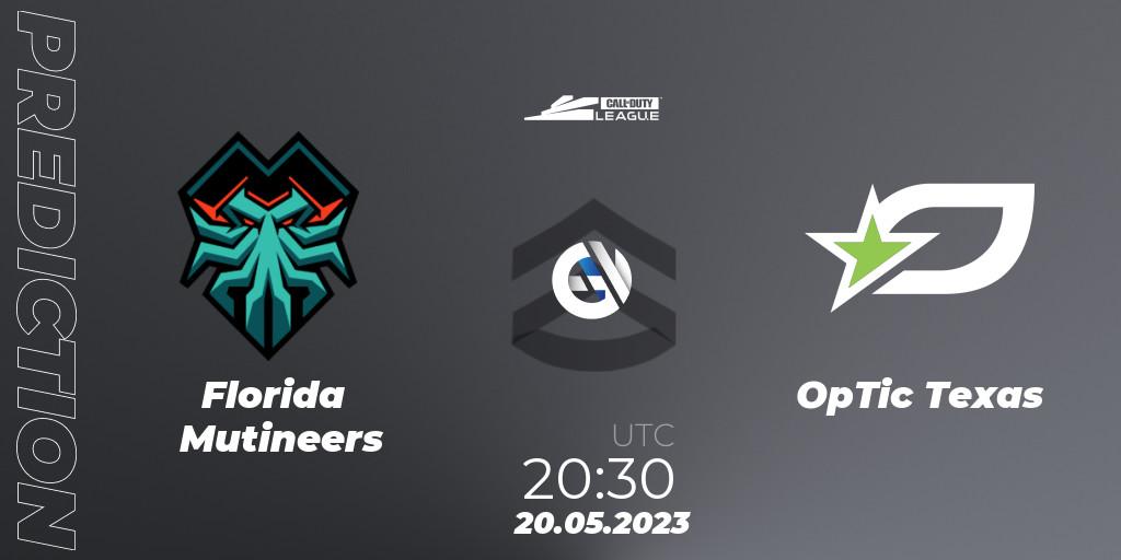 Florida Mutineers contre OpTic Texas : prédiction de match. 20.05.2023 at 20:30. Call of Duty, Call of Duty League 2023: Stage 5 Major Qualifiers