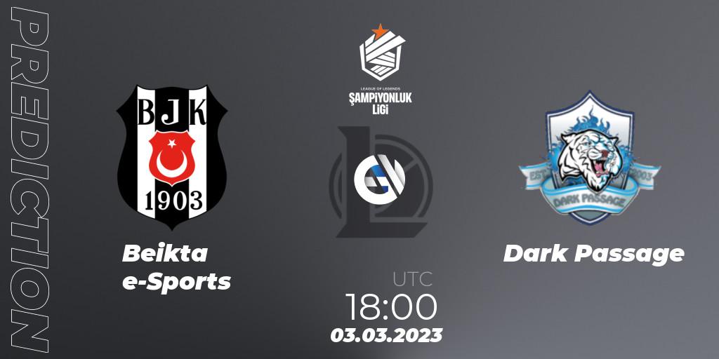 Beşiktaş e-Sports contre Dark Passage : prédiction de match. 03.03.2023 at 18:00. LoL, TCL Winter 2023 - Group Stage