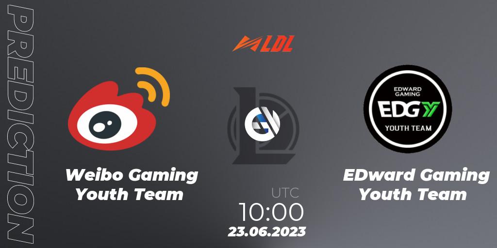 Weibo Gaming Youth Team contre EDward Gaming Youth Team : prédiction de match. 23.06.2023 at 11:00. LoL, LDL 2023 - Regular Season - Stage 3