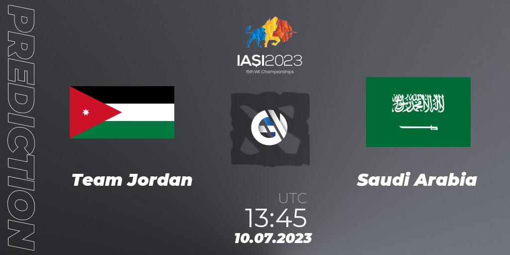 Team Jordan contre Saudi Arabia : prédiction de match. 10.07.2023 at 14:45. Dota 2, Gamers8 IESF Asian Championship 2023