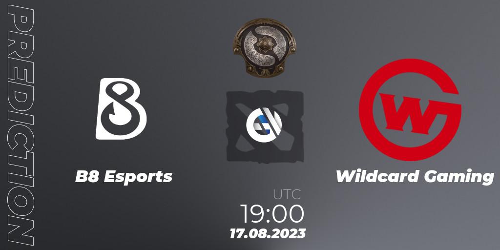 B8 Esports contre Wildcard Gaming : prédiction de match. 17.08.23. Dota 2, The International 2023 - North America Qualifier