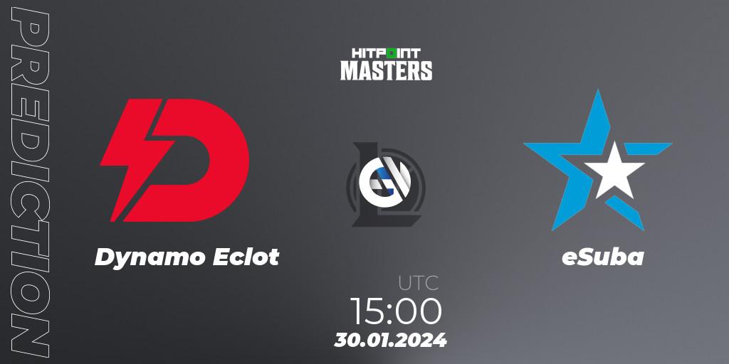 Dynamo Eclot contre eSuba : prédiction de match. 30.01.2024 at 15:00. LoL, Hitpoint Masters Spring 2024