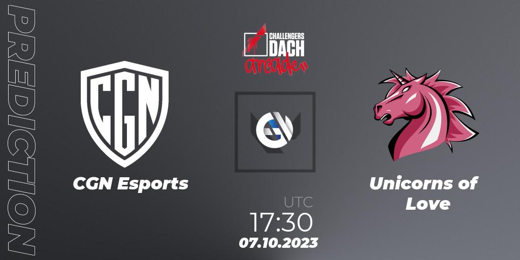 CGN Esports contre Unicorns of Love : prédiction de match. 07.10.2023 at 17:30. VALORANT, VALORANT Challengers 2023 DACH: Arcade