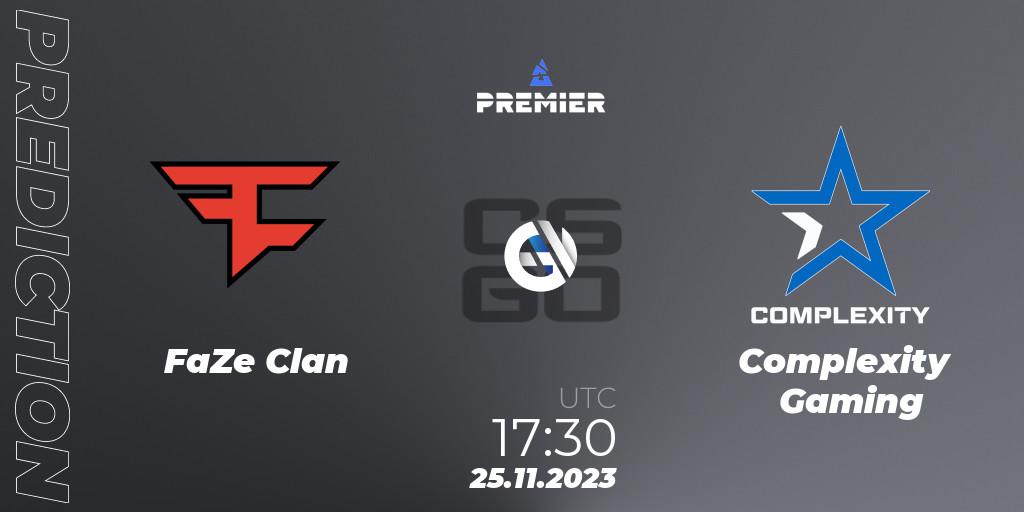 FaZe Clan contre Complexity Gaming : prédiction de match. 25.11.2023 at 18:55. Counter-Strike (CS2), BLAST Premier Fall Final 2023