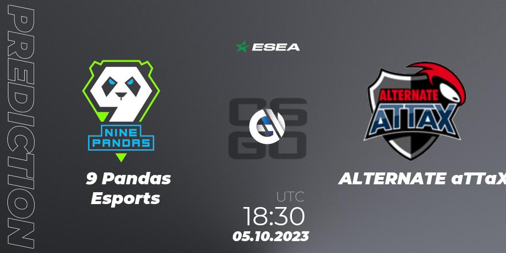 9 Pandas Esports contre ALTERNATE aTTaX : prédiction de match. 05.10.2023 at 15:00. Counter-Strike (CS2), ESEA Advanced Season 46 Europe