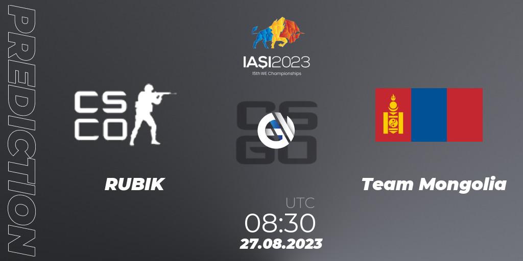 RUBIK contre Team Mongolia : prédiction de match. 27.08.2023 at 21:10. Counter-Strike (CS2), IESF World Esports Championship 2023