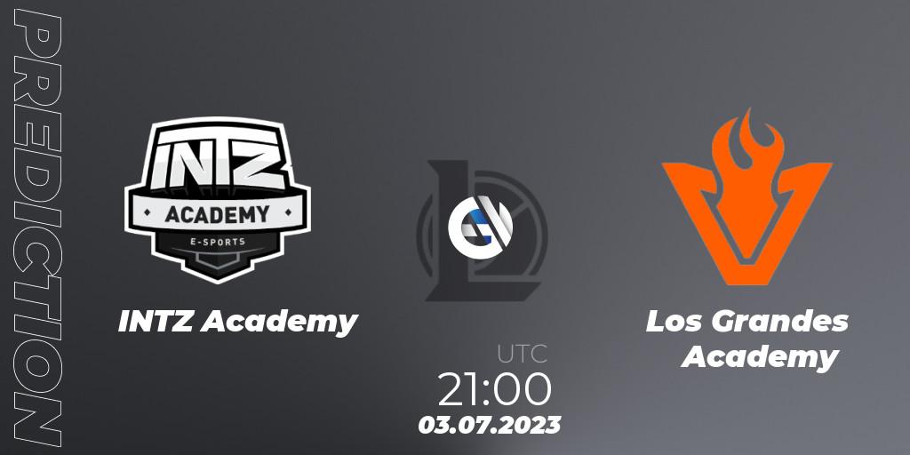 INTZ Academy contre Los Grandes Academy : prédiction de match. 03.07.2023 at 21:00. LoL, CBLOL Academy Split 2 2023 - Group Stage