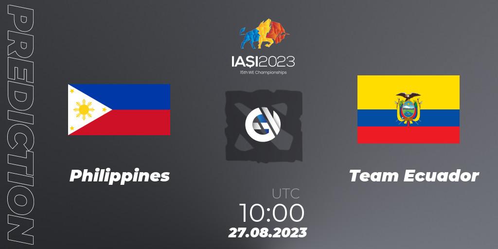 Philippines contre Team Ecuador : prédiction de match. 27.08.23. Dota 2, IESF World Championship 2023