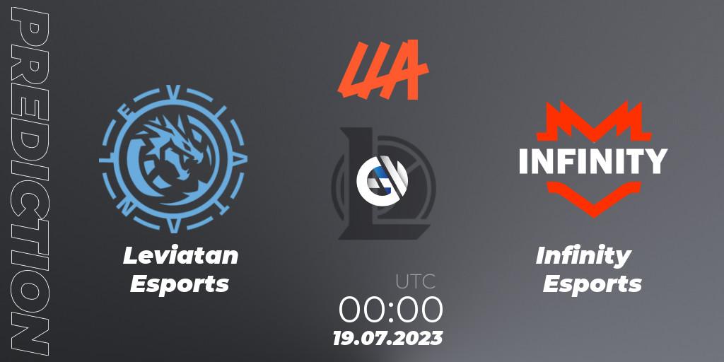 Leviatan Esports contre Infinity Esports : prédiction de match. 19.07.2023 at 00:00. LoL, LLA Closing 2023 - Group Stage