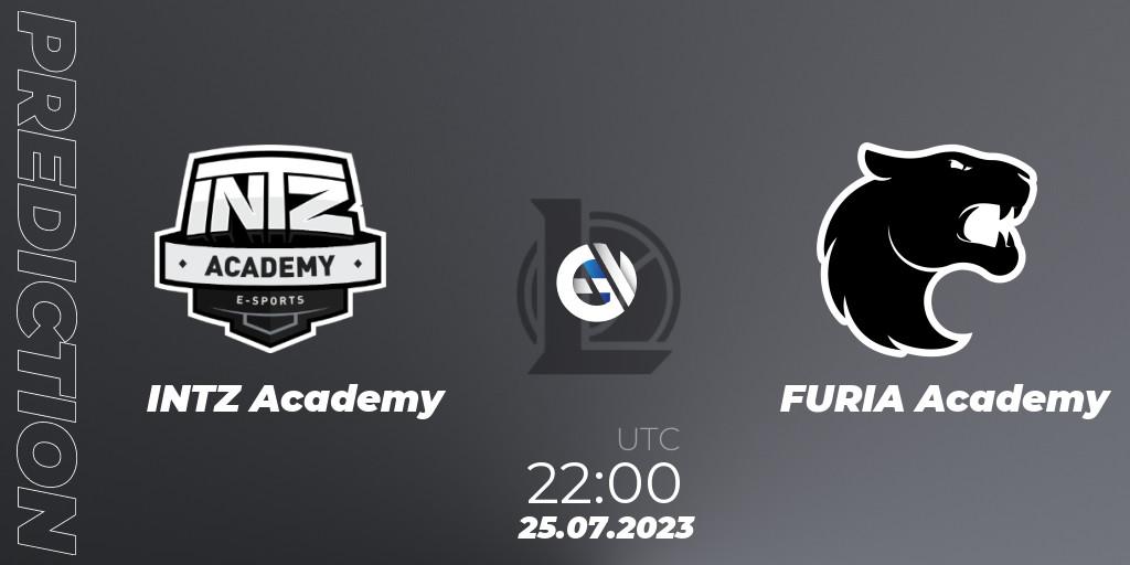 INTZ Academy contre FURIA Academy : prédiction de match. 25.07.2023 at 22:00. LoL, CBLOL Academy Split 2 2023 - Group Stage