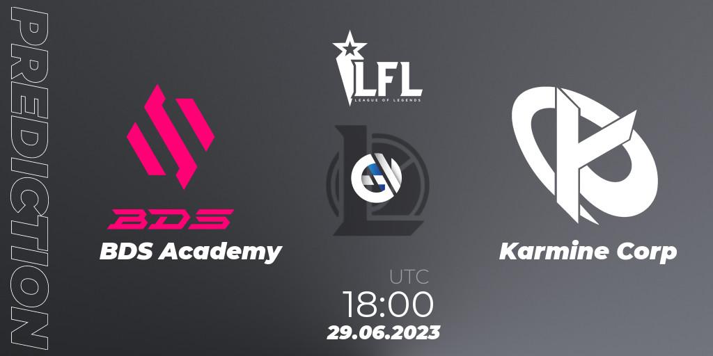 BDS Academy contre Karmine Corp : prédiction de match. 29.06.2023 at 18:00. LoL, LFL Summer 2023 - Group Stage