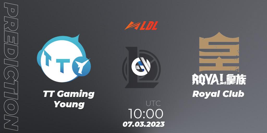TT Gaming Young contre Royal Club : prédiction de match. 07.03.2023 at 12:00. LoL, LDL 2023 - Regular Season