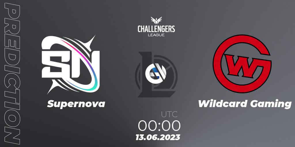 Supernova contre Wildcard Gaming : prédiction de match. 13.06.2023 at 00:00. LoL, North American Challengers League 2023 Summer - Group Stage