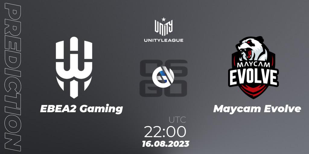 EBEA2 Gaming contre Maycam Evolve : prédiction de match. 16.08.2023 at 22:00. Counter-Strike (CS2), LVP Unity League Argentina 2023