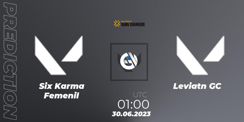Six Karma Femenil contre Leviatán GC : prédiction de match. 30.06.2023 at 00:50. VALORANT, VCT 2023: Game Changers Latin America North