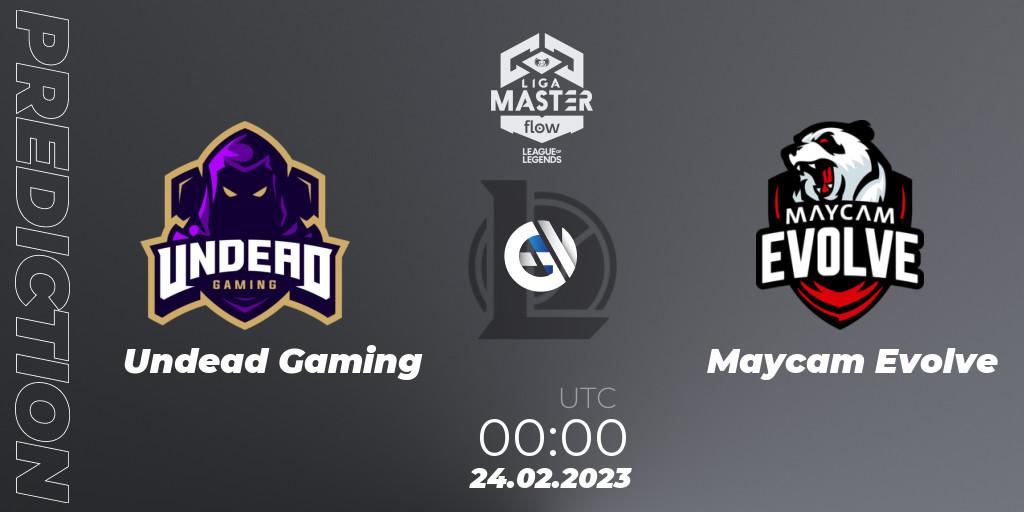 Undead Gaming contre Maycam Evolve : prédiction de match. 24.02.2023 at 00:00. LoL, Liga Master Opening 2023 - Group Stage